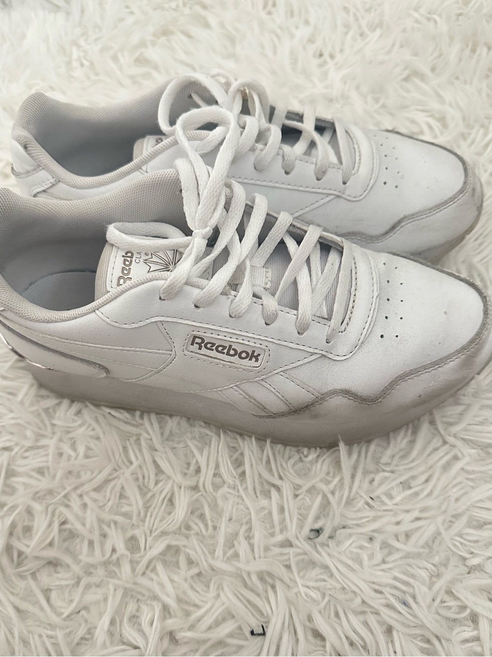 Reebok All-White Lace-Up Sneakers